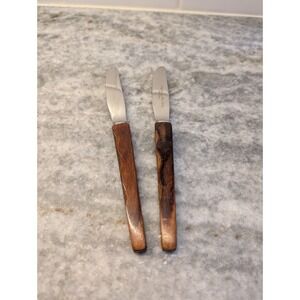 Regent Stainless Knives w/ Decorative Wood‎ Handle Flatware 6.5in 2Pc Set